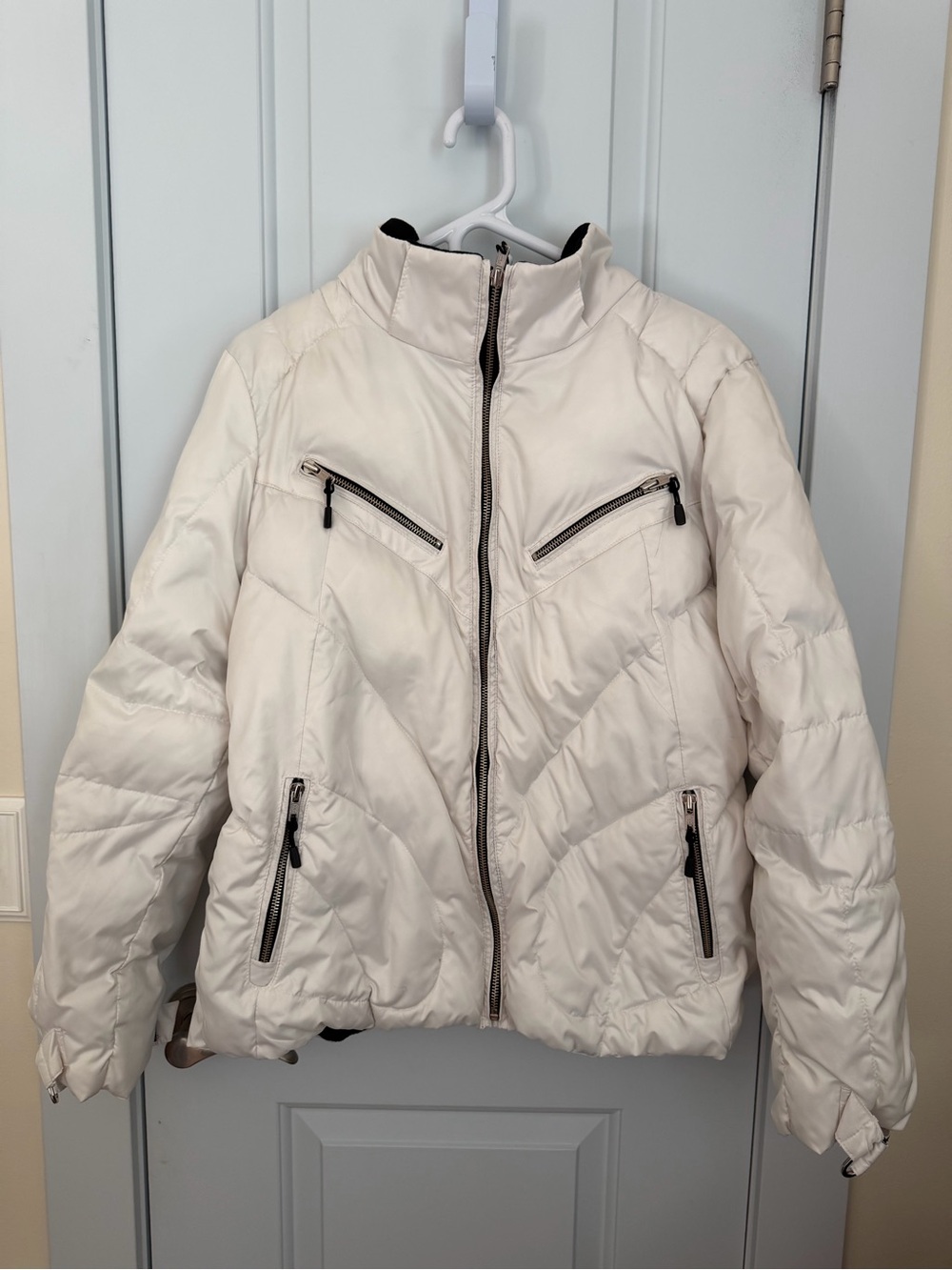 Style & Co. Cream Quilted Puffer Jacket with Zipper Accents